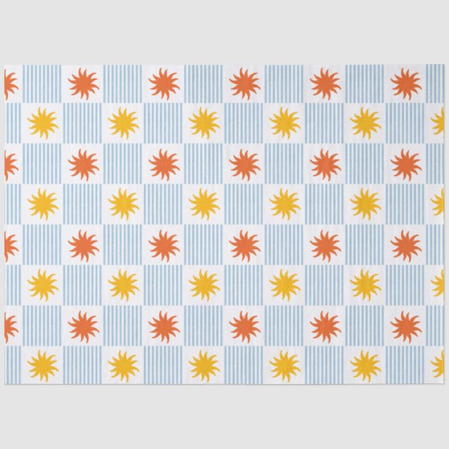 Bold Sunburst Chequerboard Tissue Paper - L (Front)