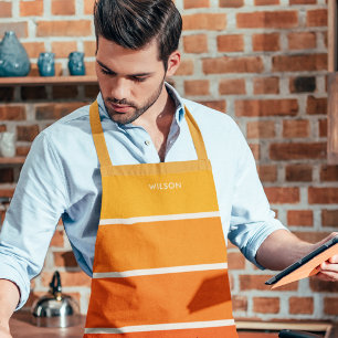 Bold Sunrise Red Orange Stripe Monogram  Apron