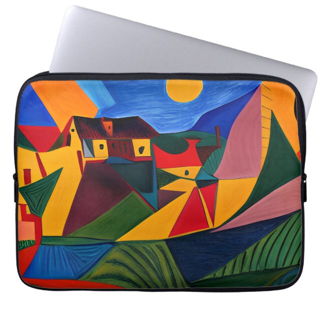 Bold sunset Picasso art Laptop Sleeve (Front)