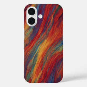 Bold Sunset Red and Orange Abstract Oil Paint Flow iPhone 16 Case