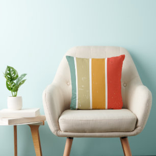 Bold Sunset Retro Rainbow Stripes Cushion