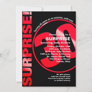 Bold Surprise Birthday Invitation - Red 30th