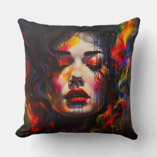 Bold Surreal Portrait  Cushion