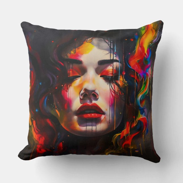 Bold Surreal Portrait  Cushion (Front)