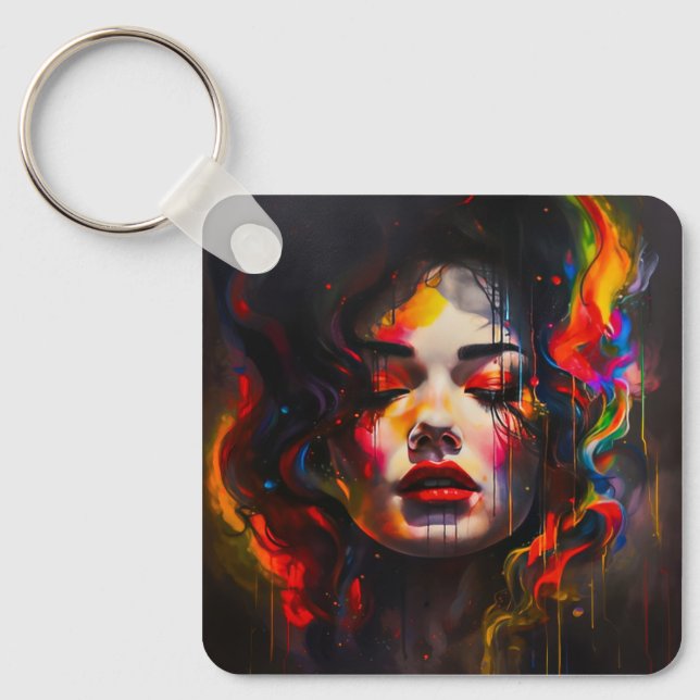 Bold Surreal Portrait  Key Ring (Front)