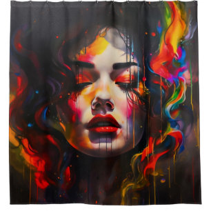 Bold Surreal Portrait Shower Curtain