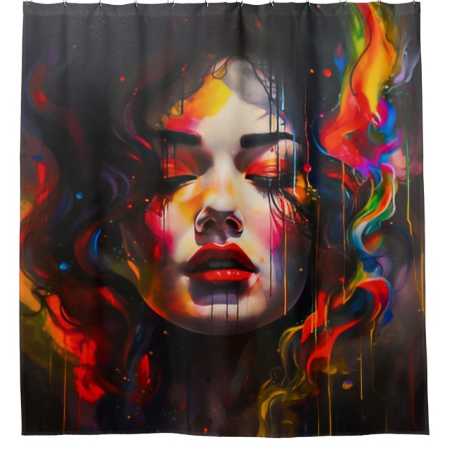 Bold Surreal Portrait  Shower Curtain (Front)