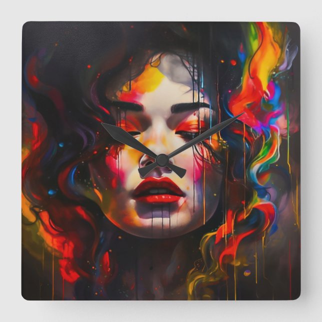 Bold Surreal Portrait  Square Wall Clock (Front)