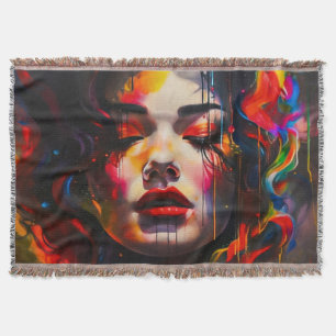 Bold Surreal Portrait  Throw Blanket