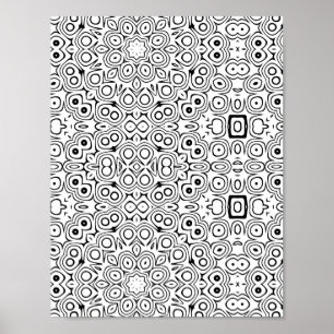 Bold Symmetry Pattern Colouring Page with Circles Poster