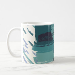 Bold Teal Brushstrokes on White background Coffee Mug