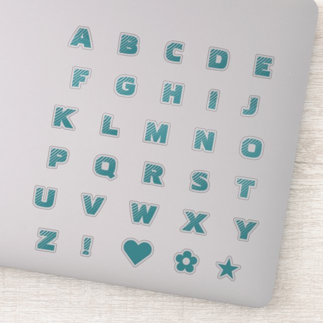 Bold Teal Letters | Monogram Alphabet Stickers (Detail)