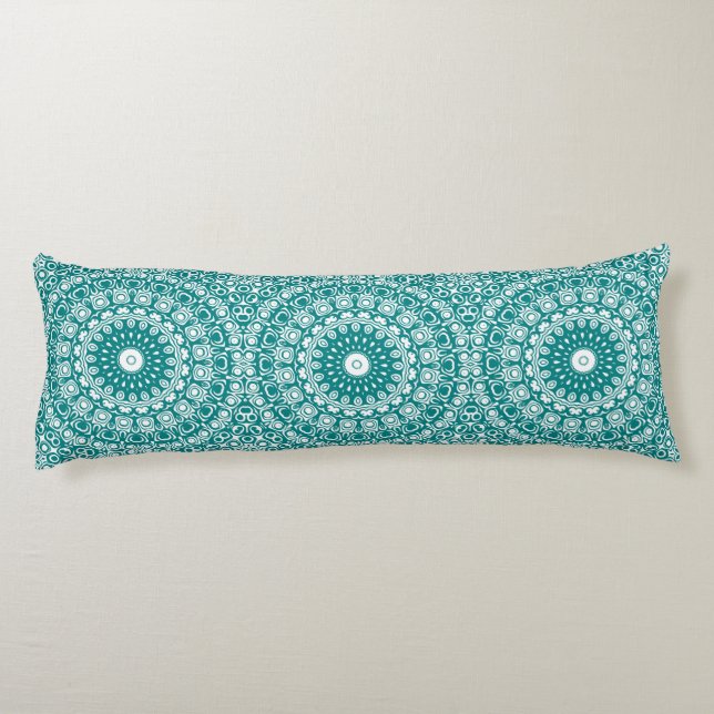 Bold Teal Mandala Pattern Body Cushion (Back)