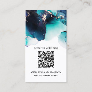 *~* BOLD TEAL QR CODE Yummy Gold Bold AP29 Business Card