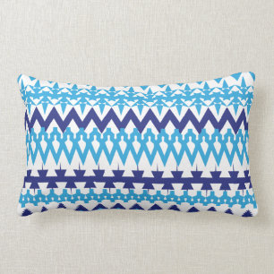 Bold Teal Turquoise Blue Tribal Chevron Pattern Lumbar Cushion