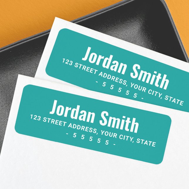Bold teal white modern return address label (Creator Uploaded)