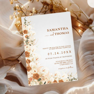  Bold Terracotta Boho Bohemian Fall Wedding Invitation