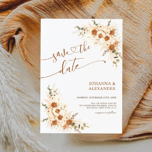 Bold Terracotta Boho Bohemian QR Code Wedding Save The Date