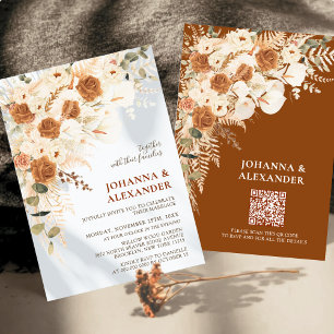 Bold Terracotta Boho Bohemian Wedding Invitation