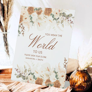 Bold Terracotta Floral “Around the World” Sign