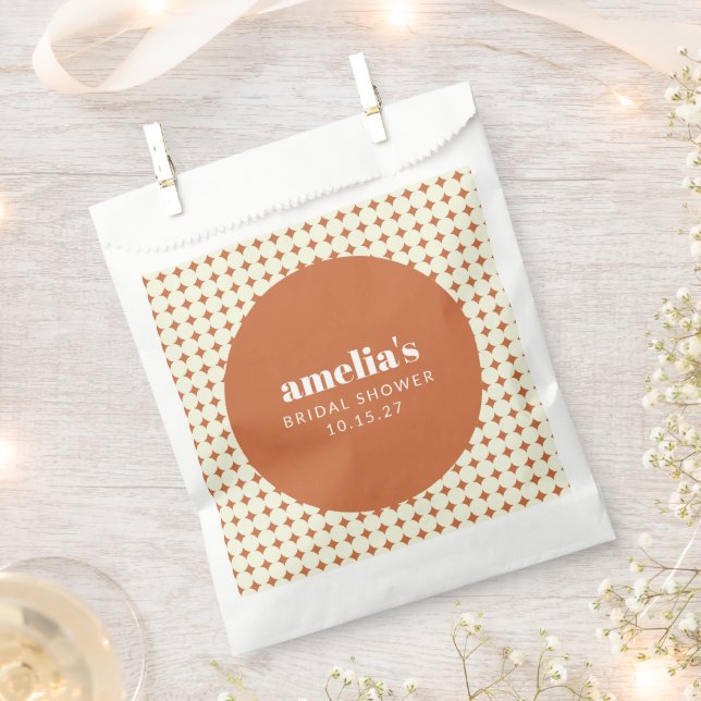 Bold Terracotta Retro Trendy Bridal Shower Custom Favour Bag (Clipped)