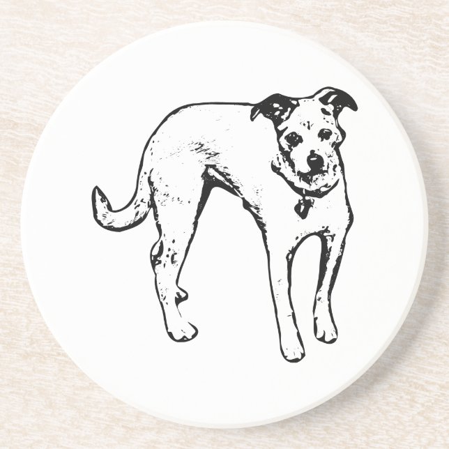 Bold Terrier Mix Portrait Coaster (Front)