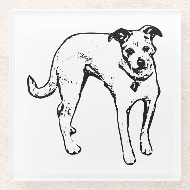 Bold Terrier Mix Portrait Coaster (Front)