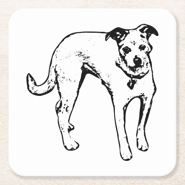 Bold Terrier Mix Portrait Coaster (Front)