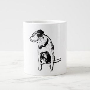 Bold Terrier Mix Sitting Ink Art Mug