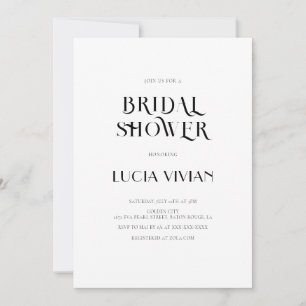 Bold Text Black and White Modern Bridal Shower Invitation