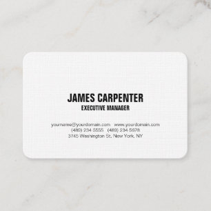 Bold Text Black White Linen Modern Professional Business Card