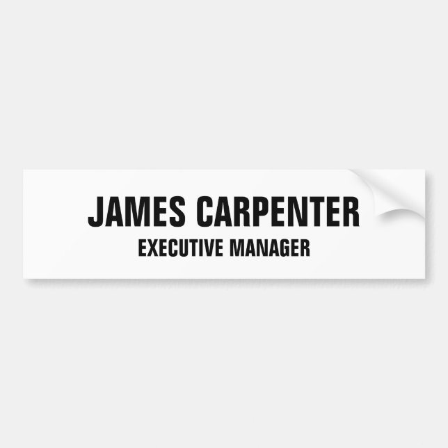 Bold Text Black White Modern Professional Bumper Sticker (Front)