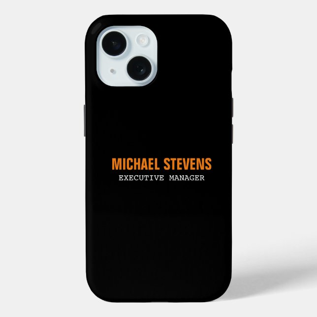Bold Text Black White Orange Professional Name Case-Mate iPhone Case (Back)