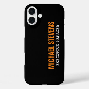 Bold Text Black White Orange Stylish Professional iPhone 16 Plus Case