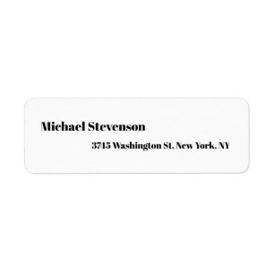 Bold Text Black White Personalised Plain Modern Return Address Label