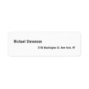 Bold Text Black White Personalized Plain Modern Return Address Label