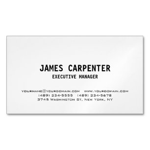 Bold Text Black White Unique Modern Professional Magnetic Business Card