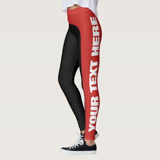 Bold Text Customisable Two Colour Leggings (Left)