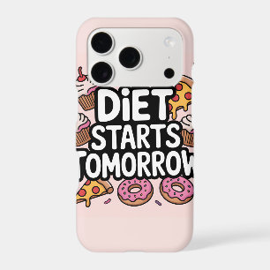 Bold Text Diet Starts Tomorrow Surrounded by Food