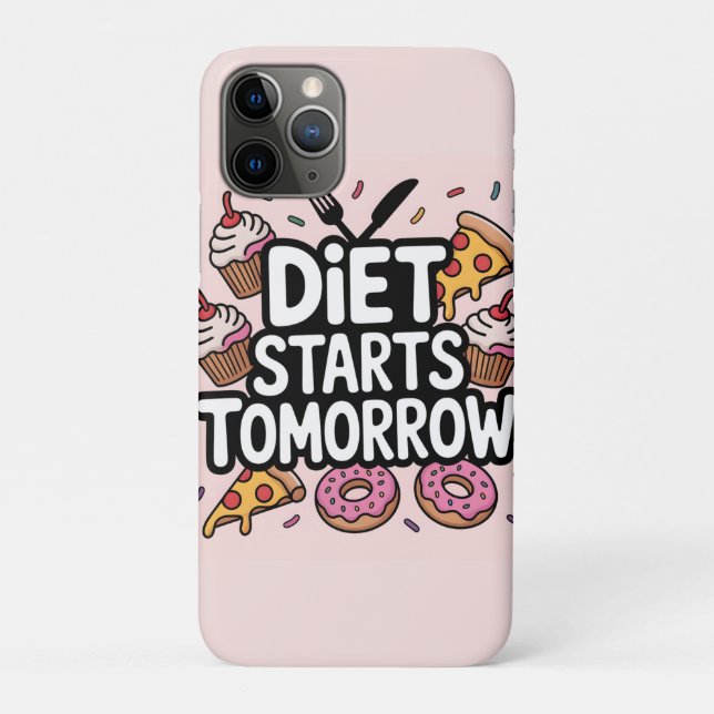 Bold Text Diet Starts Tomorrow Surrounded by Food Case-Mate iPhone Case (Back)