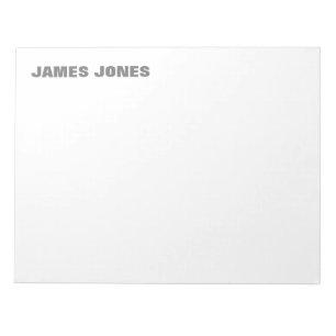 Bold Text Grey White Stylish Modern Professional Notepad