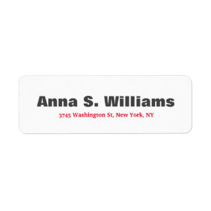 Bold Text Legible Classical Elegant Grey Red White Return Address Label
