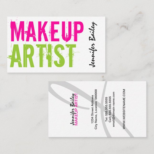 Bold Text Makeup Artist Business Card (Front/Back)