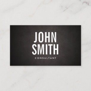 Bold Text Minimalist Classy Leather Consultant Business Card