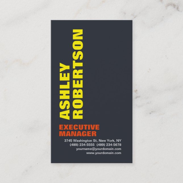 Bold Text Modern Professional Minimalist Business Card (Front)