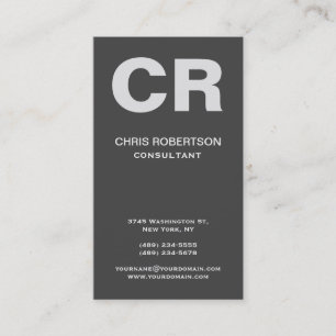 Bold Text Monogram Standard Vertical Business Card