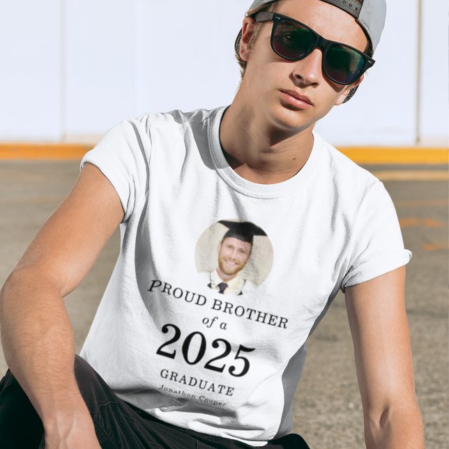 Bold Text Photo Proud Brother of 2025 Graduate T-Shirt (Creator Uploaded)