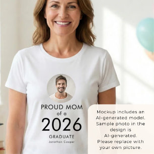 Bold Text Photo Proud Mum of 2026 Graduate T-Shirt