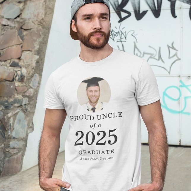 Bold Text Photo Proud Uncle of 2025 Graduate T-Shirt (Creator Uploaded)
