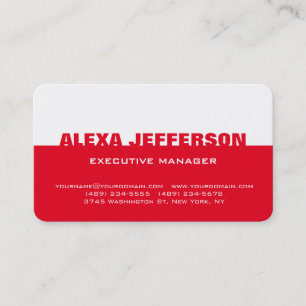 Bold Text Red White Stylish Modern Professional Business Card
